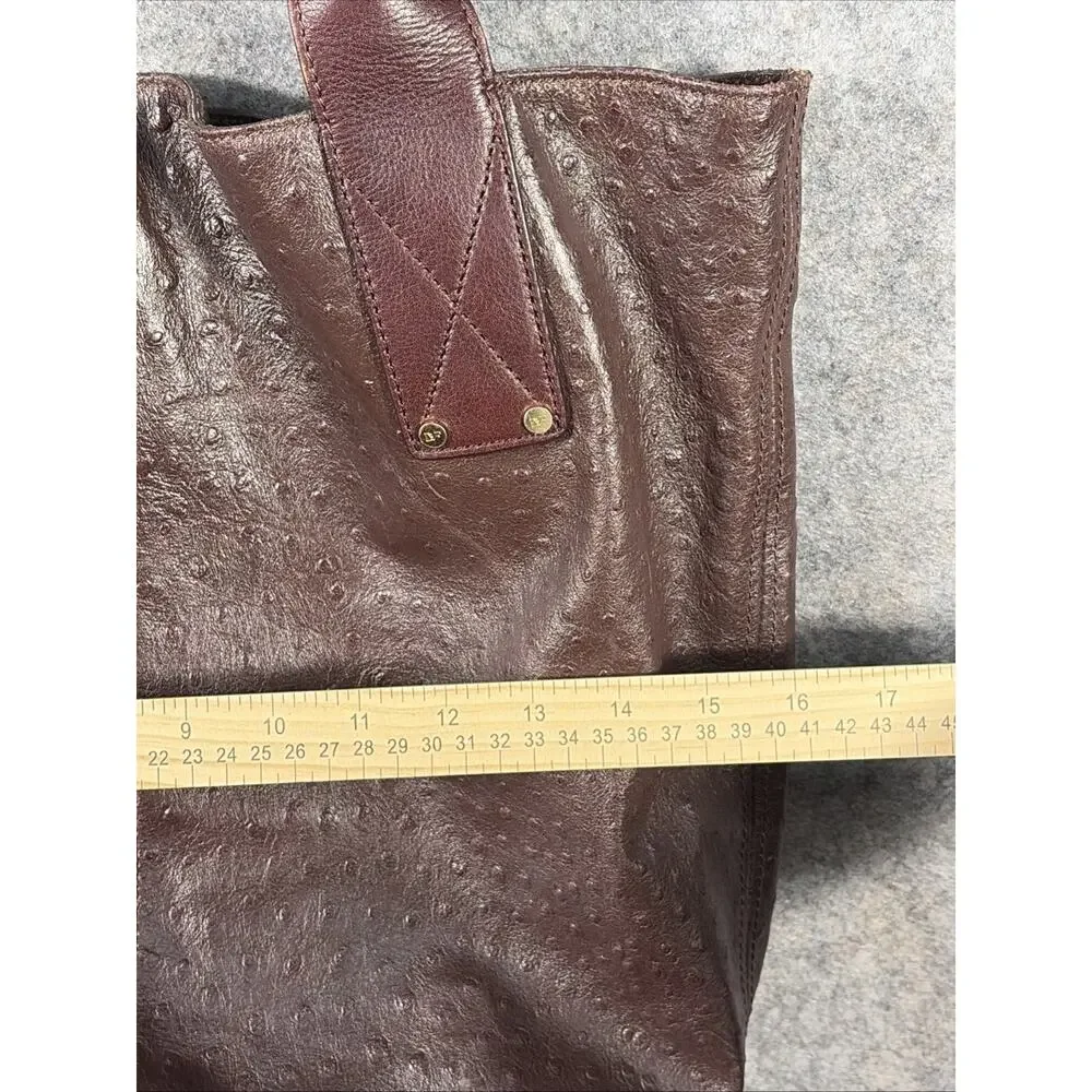 Diane von‎ Furstenberg Addison Burgundy Ostrich Embroidered Leather Tote